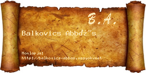 Balkovics Abbás névjegykártya